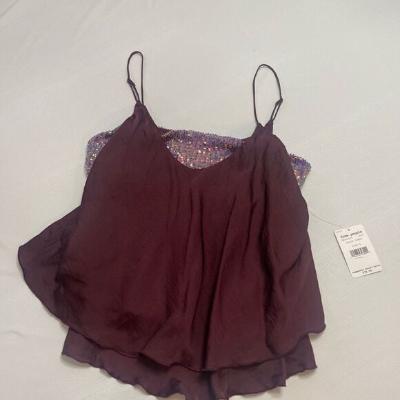 NWT Intimately Free People Dark Purple Sequin Combo Tank Top Size Large New - Picture 1 of 7